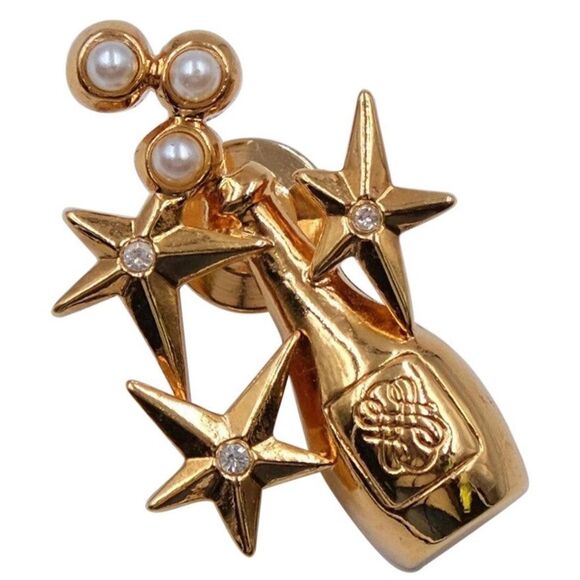 Vintage Avon Champagne bottle faux pearl bubbles tac pin. - Picture 1 of 8